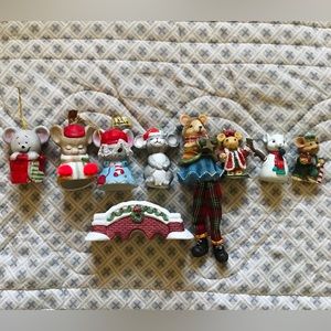 Christmas Mouse Vintage Ornament Lot